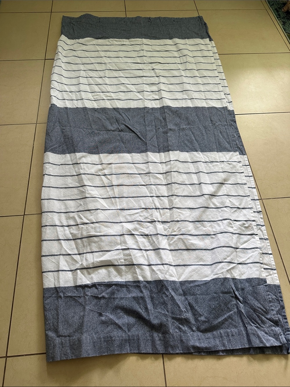 Broyhill navy and white striped shower curtain